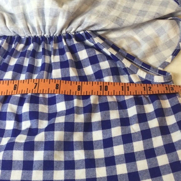 ZARA  🌼 Girls Blue & White Plaid checkered Top w/ Ruffle Layered Detail size 8 - Picture 2 of 7